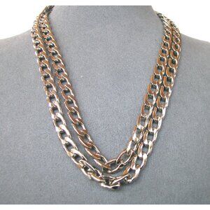 Vintage Multi-Strand Silver Plated Chain Necklace With Clasp